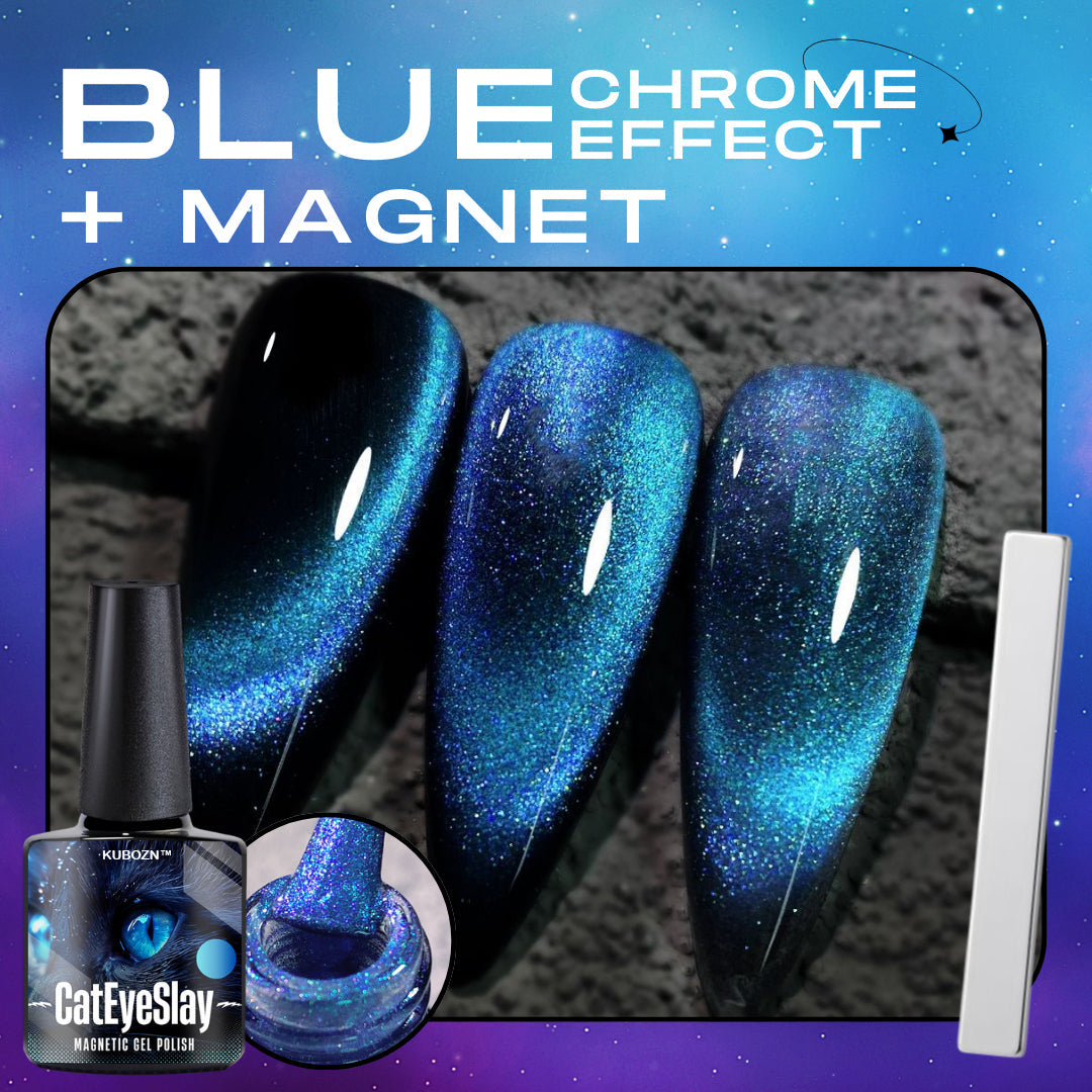 Blue Chrome + Cat Eye Nail Magnet