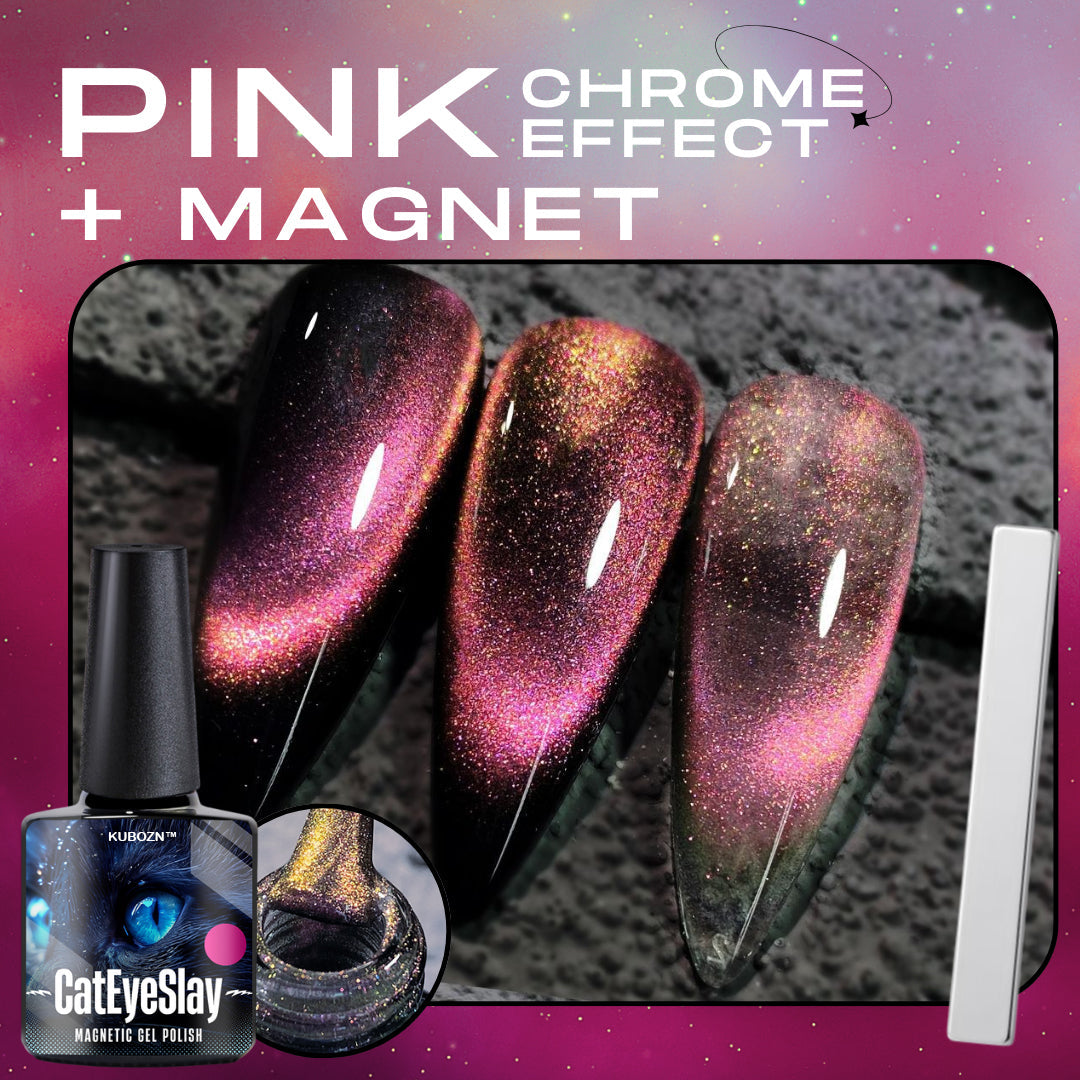 Pink Chrome + Cat Eye Nail Magnet