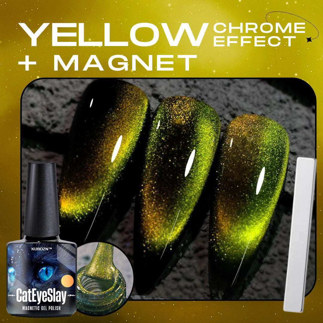 Yellow Chrome + Cat Eye Nail Magnet