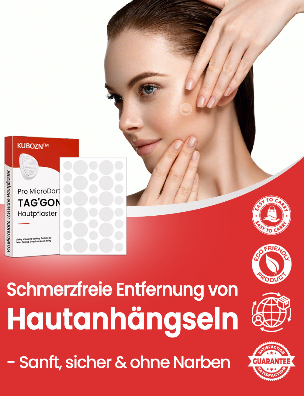 KUBOZN™ Pro MicroDarts TAG'Gone Hautpflaster zur Skin-Tag-Entfernung