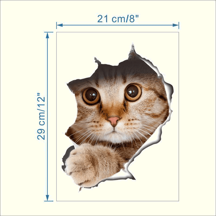 3D Vivid Cat Bathroom Toilet Sticker Home sheswish 