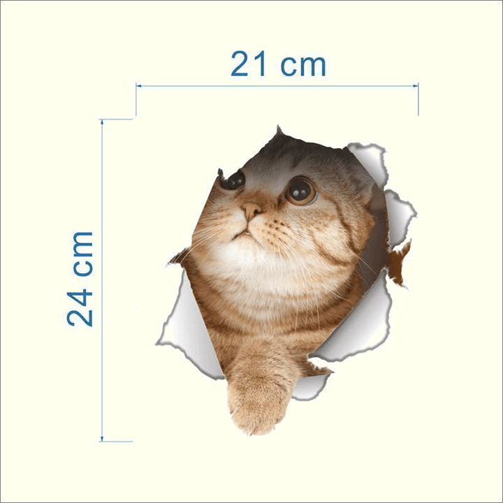 3D Vivid Cat Bathroom Toilet Sticker Home sheswish 