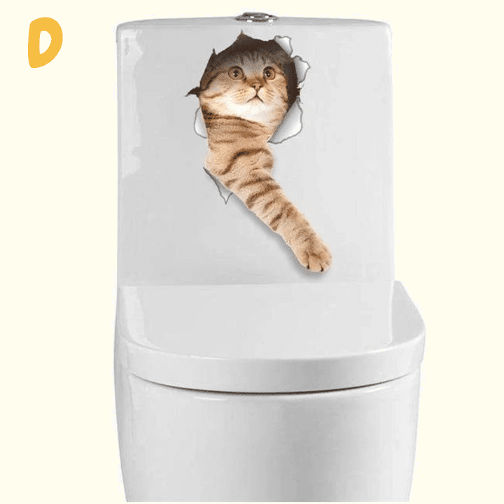 3D Vivid Cat Bathroom Toilet Sticker Home sheswish D 